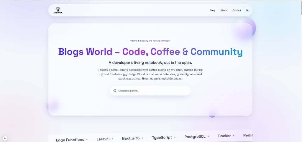 Blogs World homepage preview
